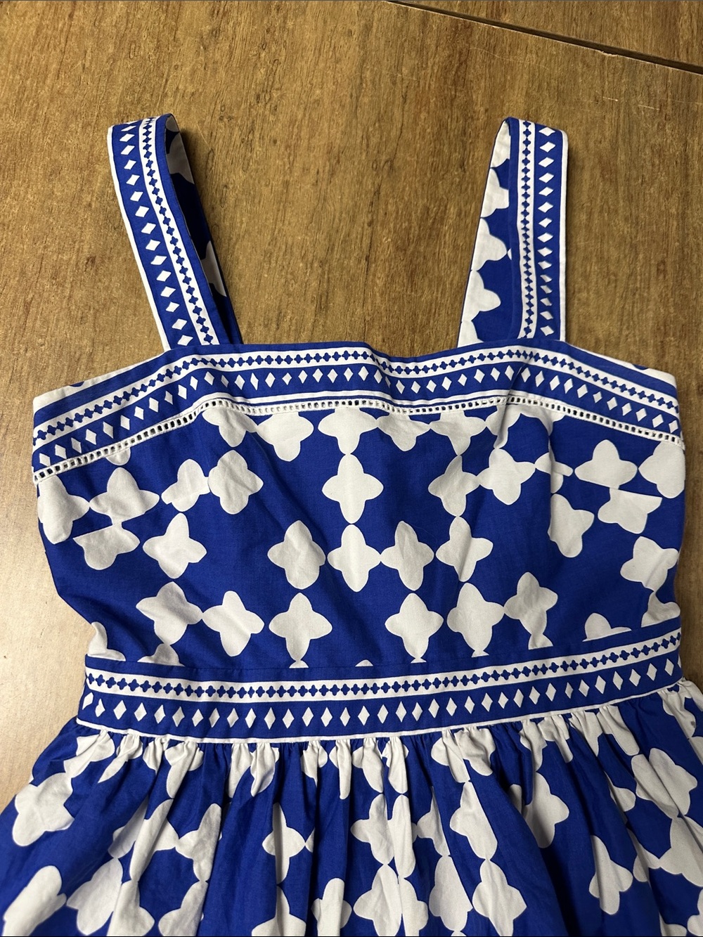 Kate spade like new poplin lantern flounce mini blue white as seen on tv dress - Picture 2 of 9